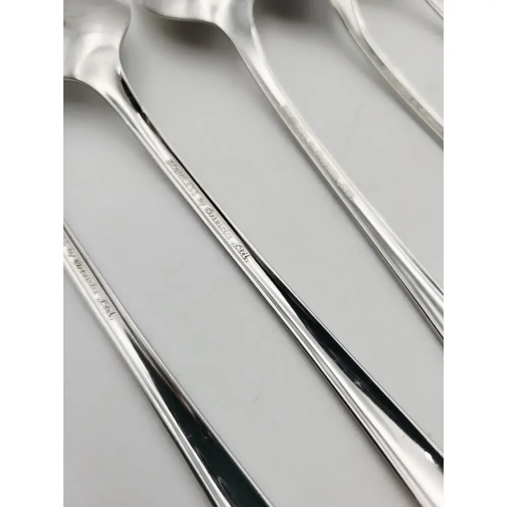 Set of 7 Oneida Oceanic Iced Teaspoon Stainless Flatware Vtg
